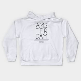 Amsterdam City Minimal Typography 2 Kids Hoodie